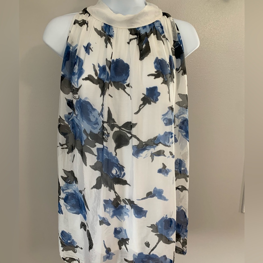 NWT M Made In Italy Silk Halter Pleated Blouse